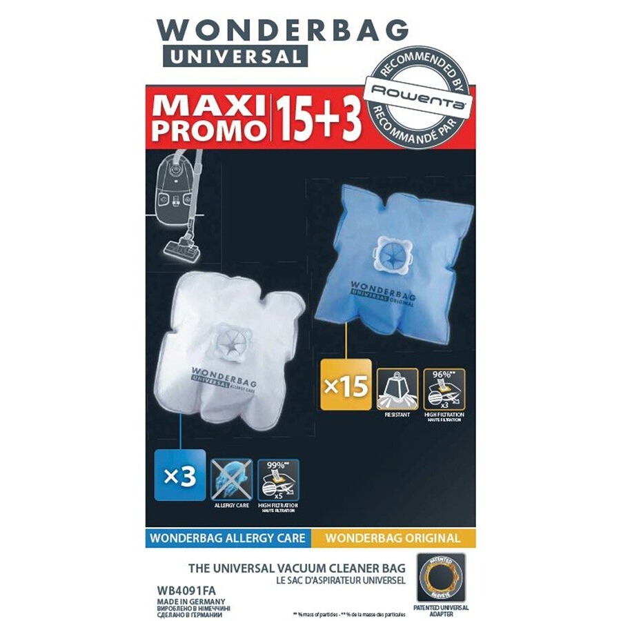 10 ROWENTA WONDERBAG UNIVERSAL 2 PACK VACUUM BAGS WB406120