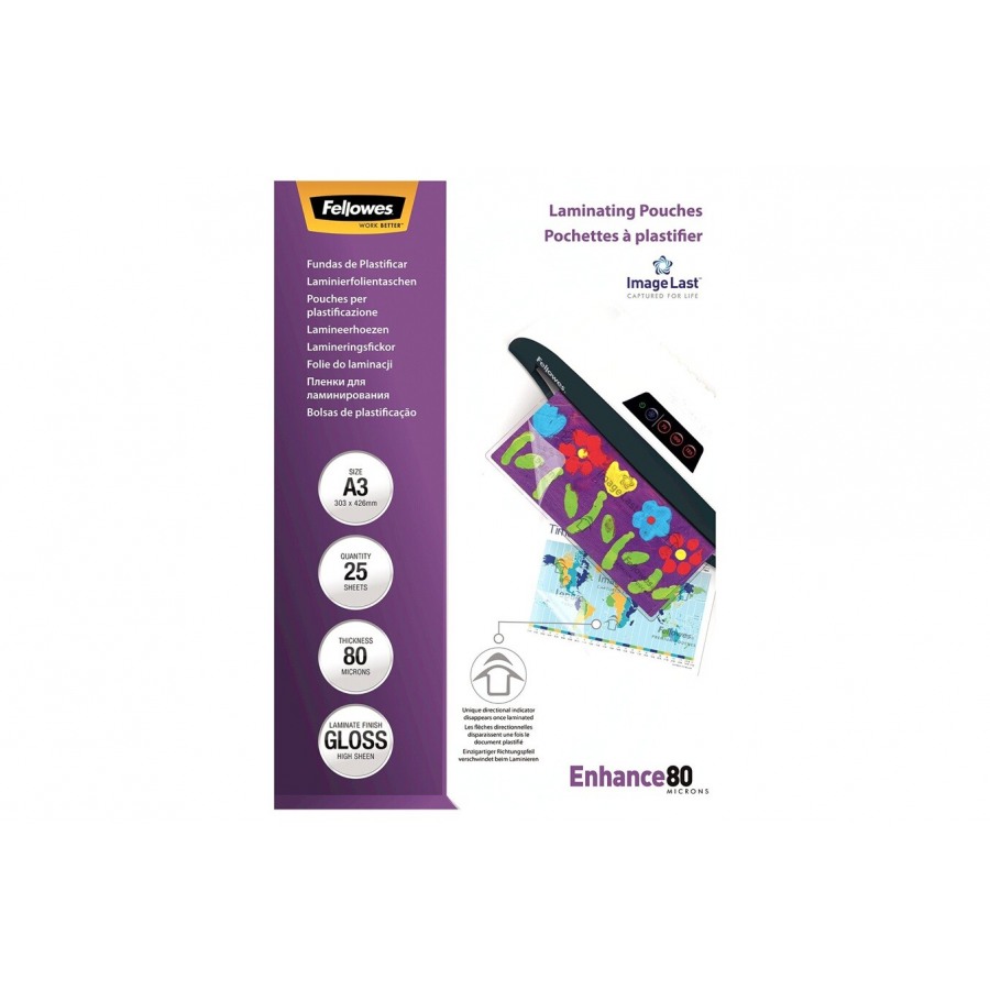 Fellowes Pack de 25 pochettes A3 80 microns n°1