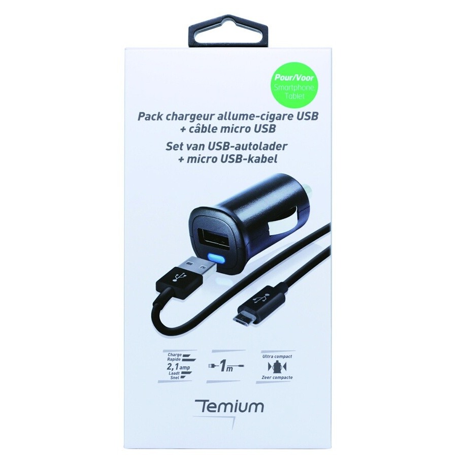 Temium CHARGEUR ALLUME CIGARE USB AVEC CABLE MICROUSB n°2