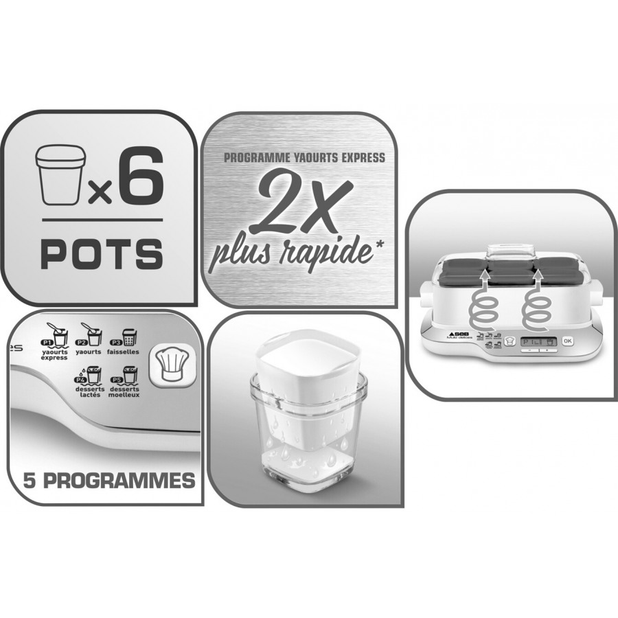 Test et avis yaourtière SEB Family Multidélices - 12 pots (ou 6 pots) :  achat au meilleur prix