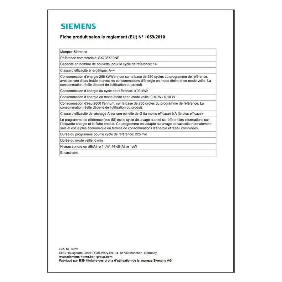 Siemens SX736X19NE GRANDE HAUTEUR n°11
