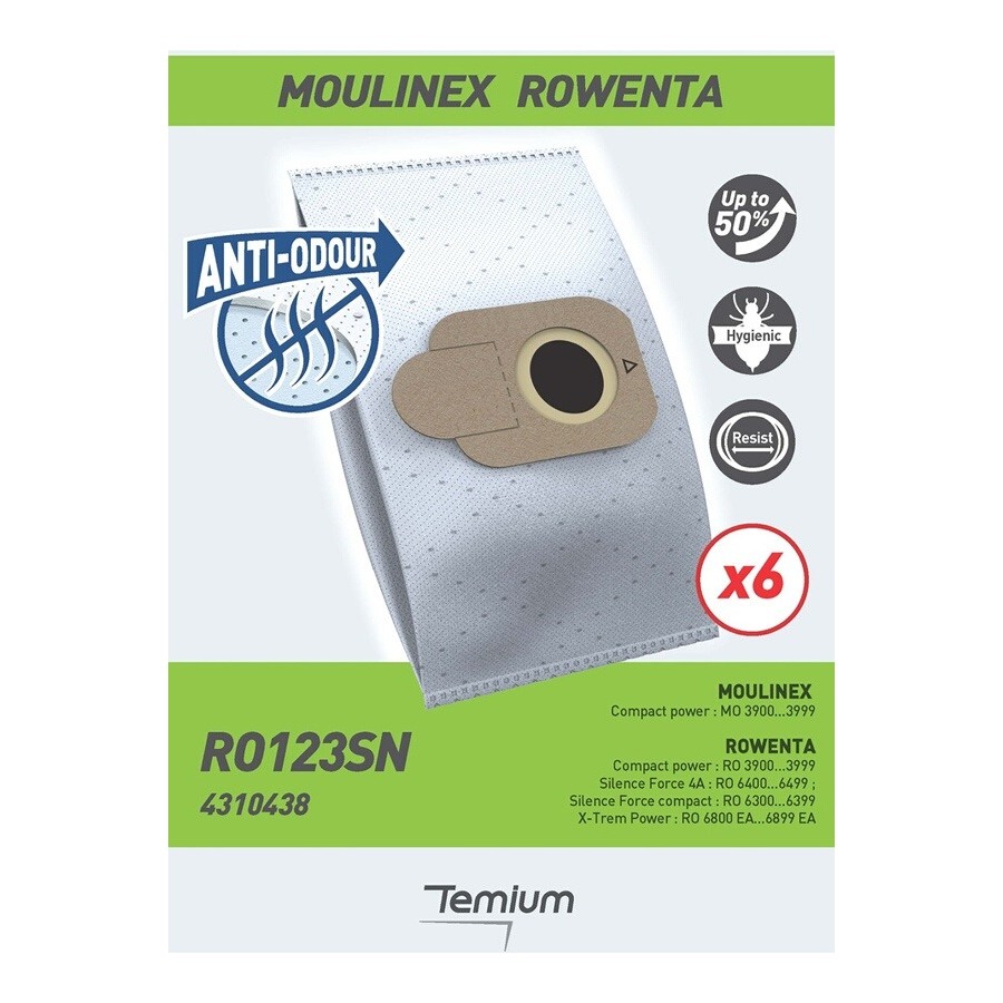 Sac aspirateur Temium RO123SN ANTI-ODEUR - DARTY Réunion