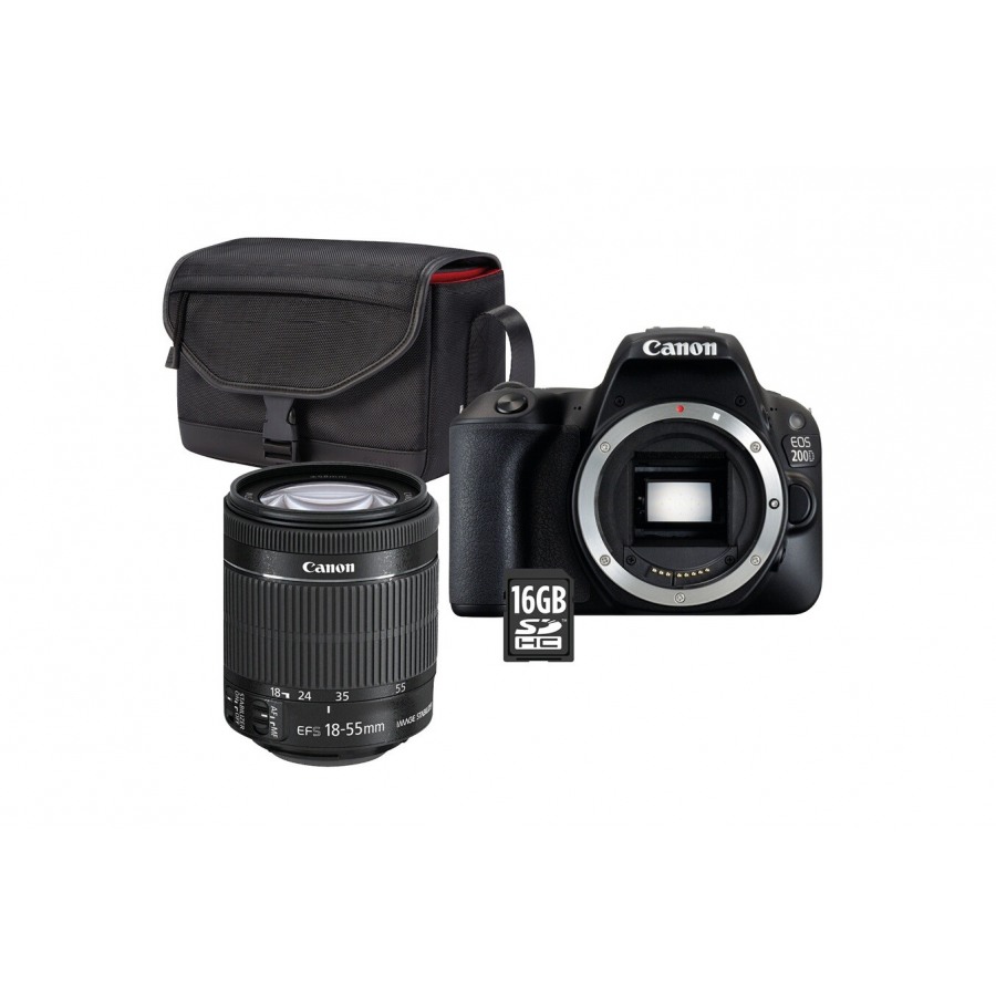Canon PACK EOS 200D NOIR + EF-S 18-55 MM F/4-5,6 IS STM + Housse + Carte SD 16 Go n°2