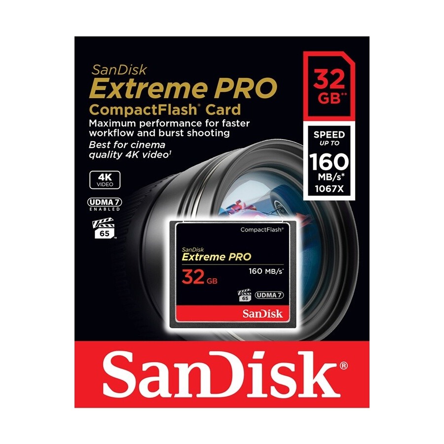 Sandisk Carte Mémoire Compact Flash Extreme Pro 160MB/s 32 GB VPG 65, UDMA 7 n°1