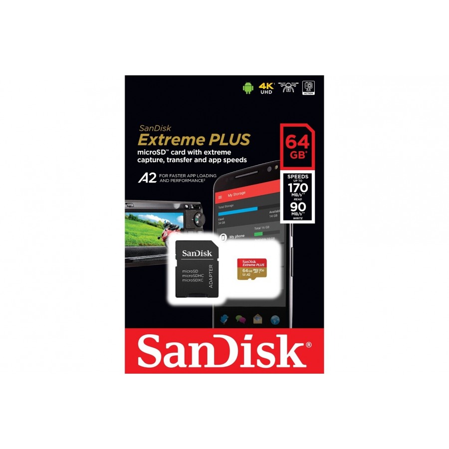 Carte mémoire Sandisk EXTREME PLUS 64GB - DARTY Réunion