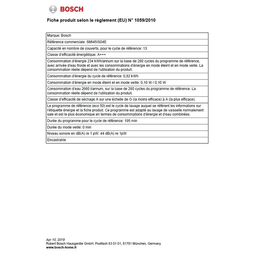 Bosch SMI45IS04E Zéolite n°6