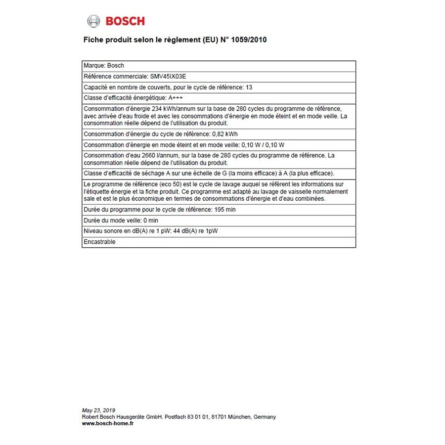 Bosch SMV45IX03E ZEOLITE n°7