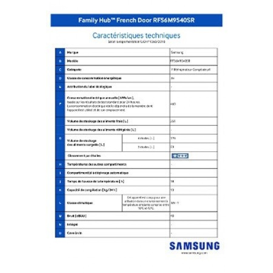 Samsung Réfrigérateur Family Hub 4.0 multi-portes 550 L - RF56M9540SR, Réfrigérateur, Achat, prix, avis