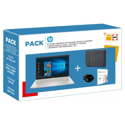 Hp PACK HP 14-ce3010nf + Souris + Housse + Microsoft 365 Personnel 1 an
