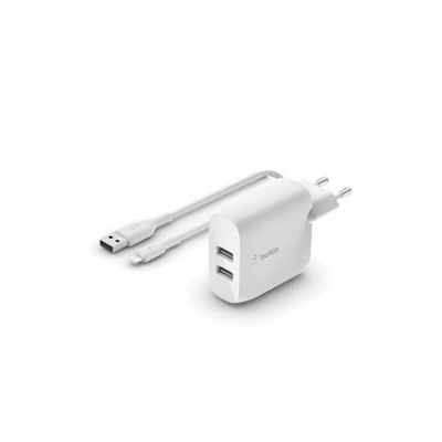 Belkin Chargeur secteur 2 ports USB-A, 24W avec câble Lightning