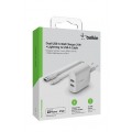 Belkin Chargeur secteur 2 ports USB-A, 24W avec câble Lightning