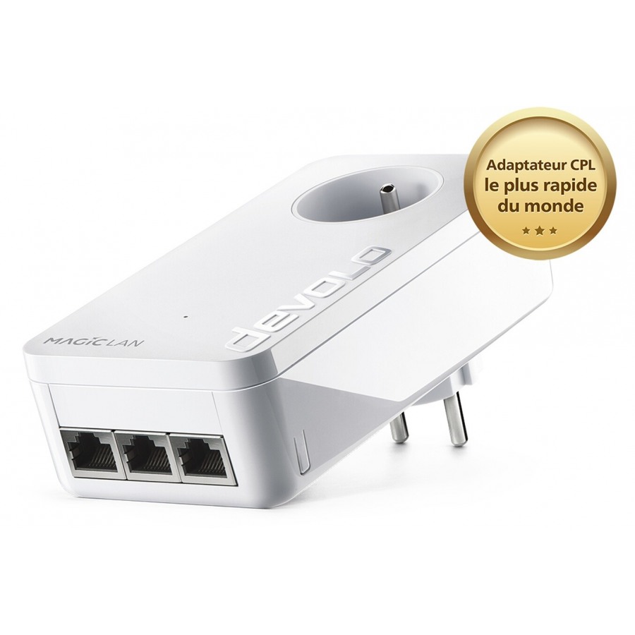 Kit réseau Devolo devolo Magic 2 LAN triple , 1 adaptateur CPL, 3 ports  Ethernet Gigabit, prise intégrée - DARTY Réunion