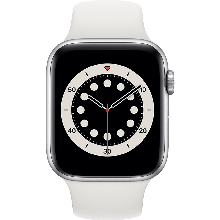 Apple Watch Series 6 GPS, 40mm boitier aluminium argent avec bracelet sport blanc