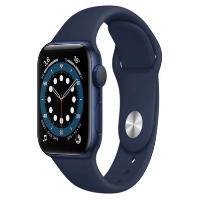 Apple Watch Series 6 GPS, 40mm boitier aluminium bleu avec bracelet sport bleu marine
