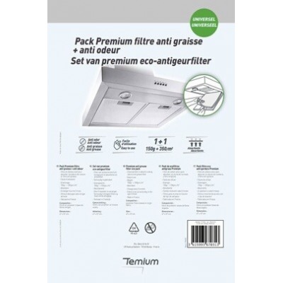 Temium Filtre de Hotte Anti graisse & Anti odeur 47x57cm Premium - Universel & Découpable