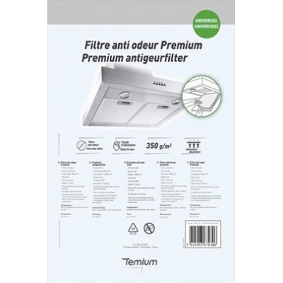 Temium Filtre de Hotte Anti Odeur Premium 47x57cm - Découpable & Universel