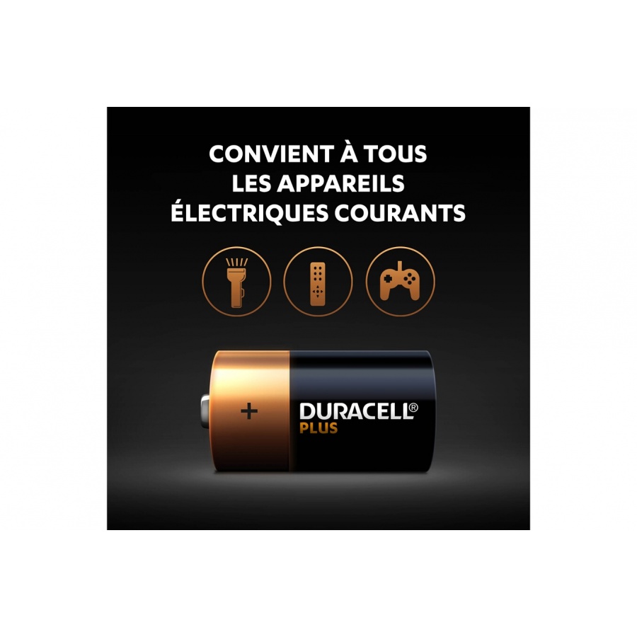 Pile Duracell Pack de 2 piles alcalines C Duracell Plus, 1.5V LR14 - DARTY  Réunion