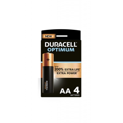 Duracell Pack de 4 piles alcalines AA Duracell Optimum, 1,5 V LR06