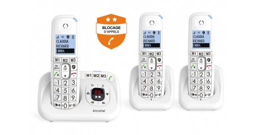 Téléphone sans fil ALCATEL XL 585 VOICE TRIO BLANC - Audilo