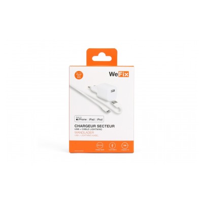 Wefix CHARGEUR + CABLE LIGHTNING BLANC
