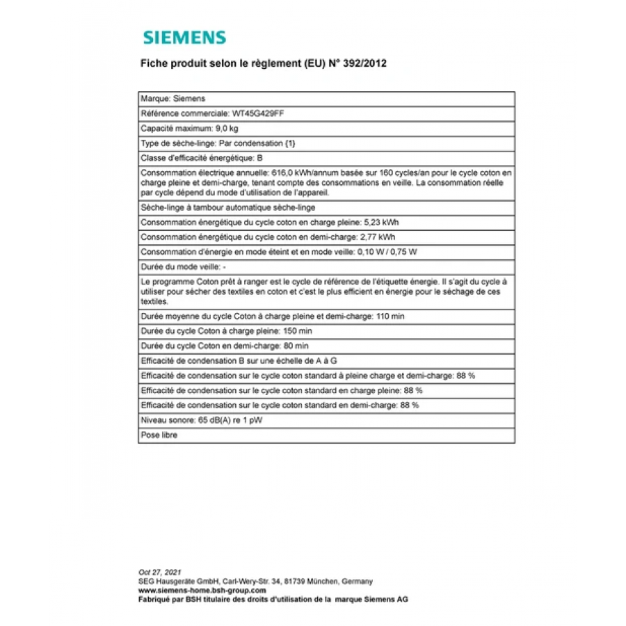 Siemens WT45G429FF iSensoric n°2