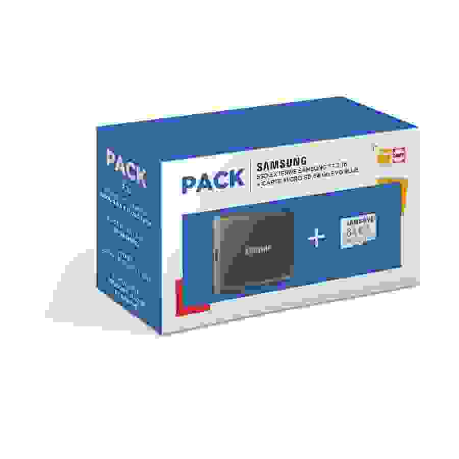 Samsung Pack SSD externe T7 2 To Gris + carte microSD Samsung Evo 64 Go n°1