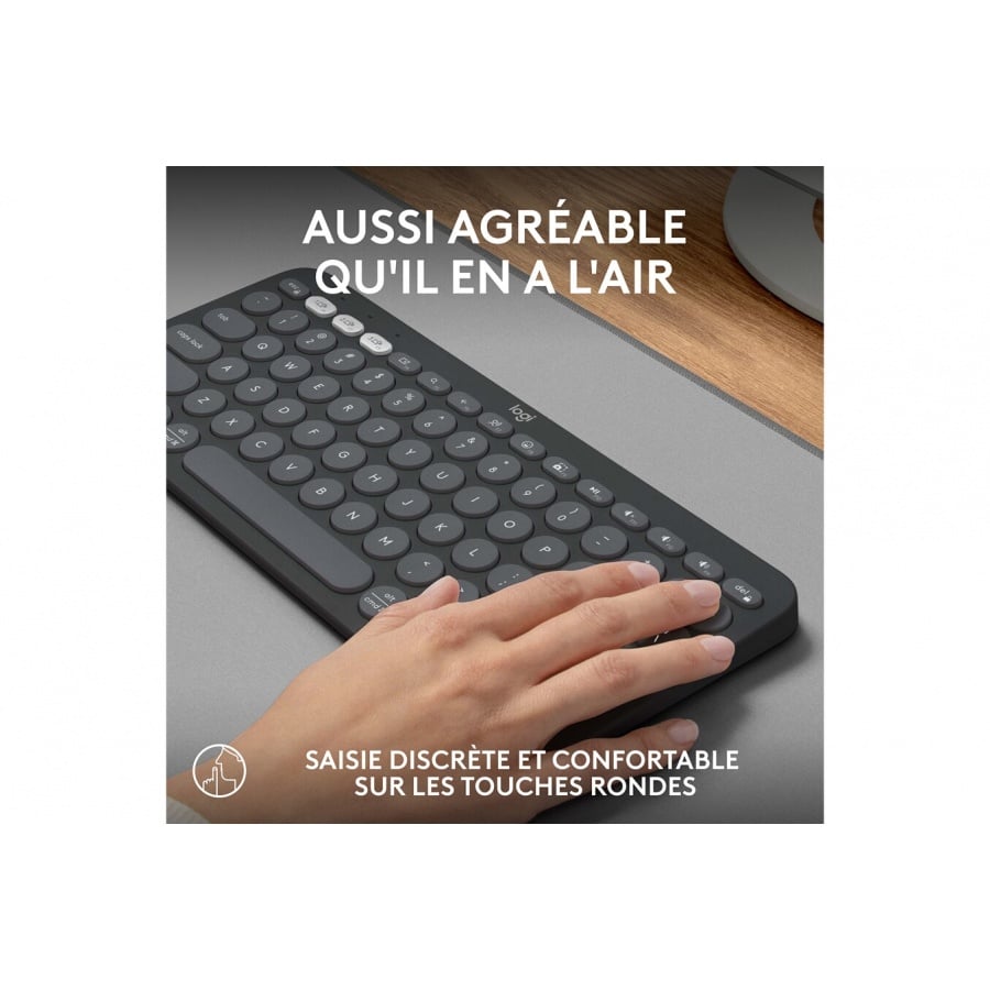 Logitech Pebble Keys 2 K380s clavier sans fil Bluetooth multidispositif - Graphite n°5