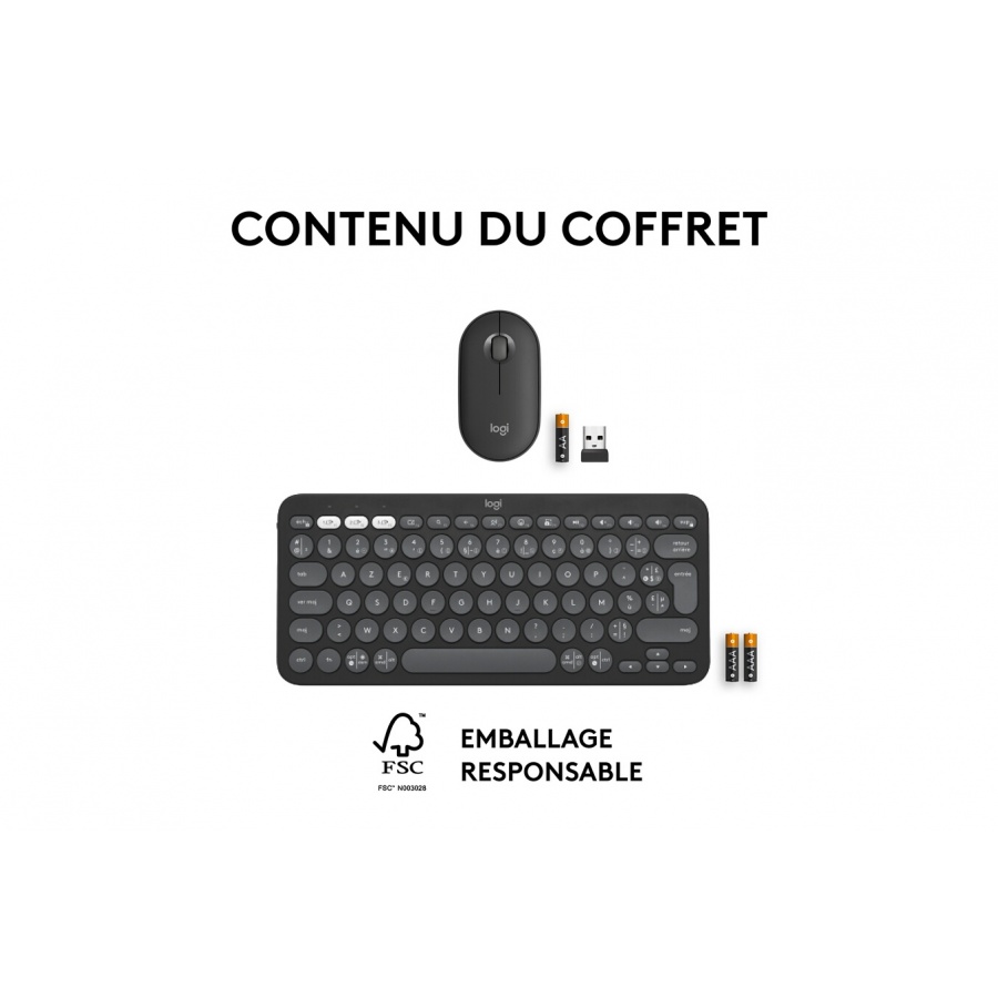 Logitech Pebble 2 Combo, clavier et souris sans fil, discrets et portables - Graphite n°10