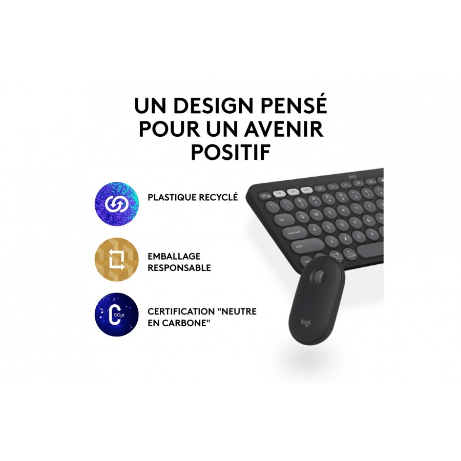 Logitech Pebble 2 Combo, clavier et souris sans fil, discrets et portables - Graphite n°11