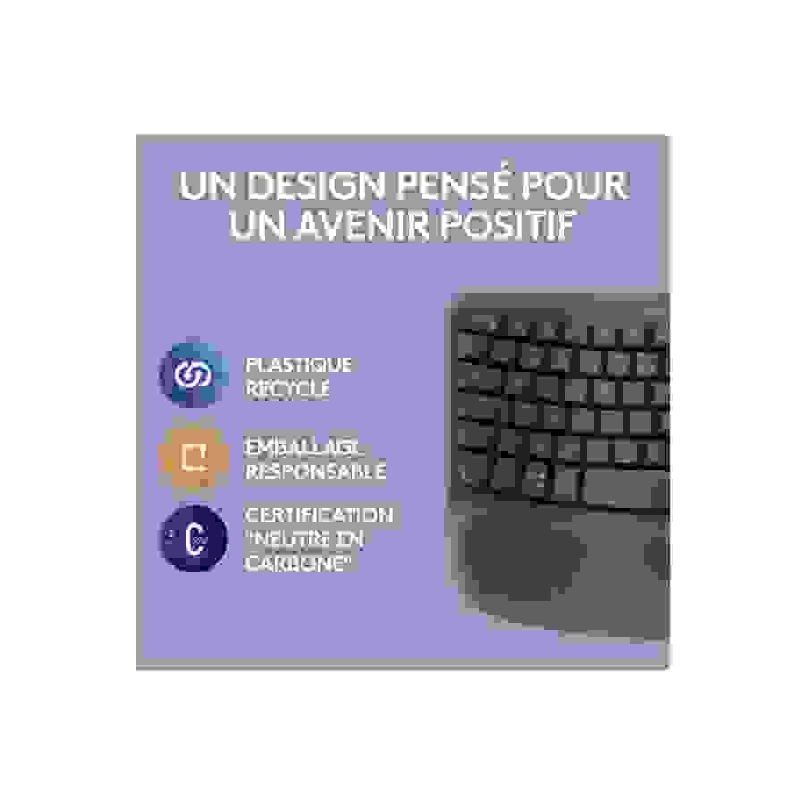 Logitech Wave Keys clavier ergonomique sans fil, repose-poignets rembourre, frappe naturelle et confortable, Easy-Switch, Bluetooth, recepteur Logi Bolt, multi-SE, Windows/Mac n°9