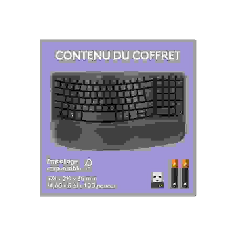 Logitech Wave Keys clavier ergonomique sans fil, repose-poignets rembourre, frappe naturelle et confortable, Easy-Switch, Bluetooth, recepteur Logi Bolt, multi-SE, Windows/Mac n°10