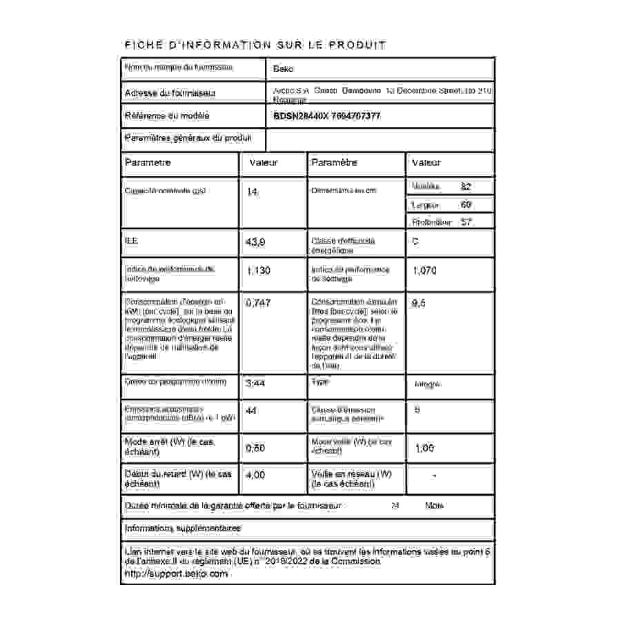 Beko BDSN28440X - ENCASTRABLE 60 CM n°4