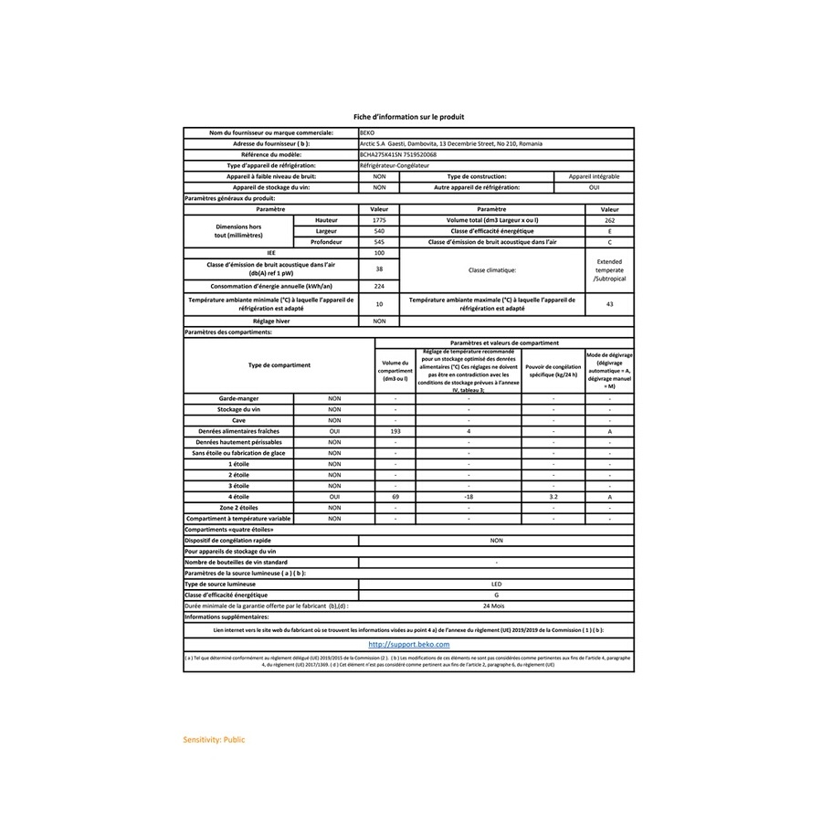 Beko BCHA275K41SN - Encastrable 177cm n°6