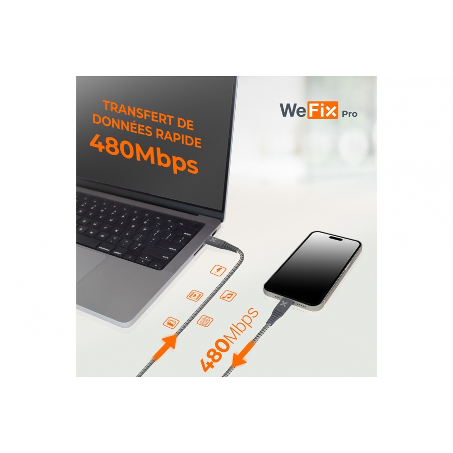 Wefix Pro Cable Renforce Lightning >USBC 2 metres n°3