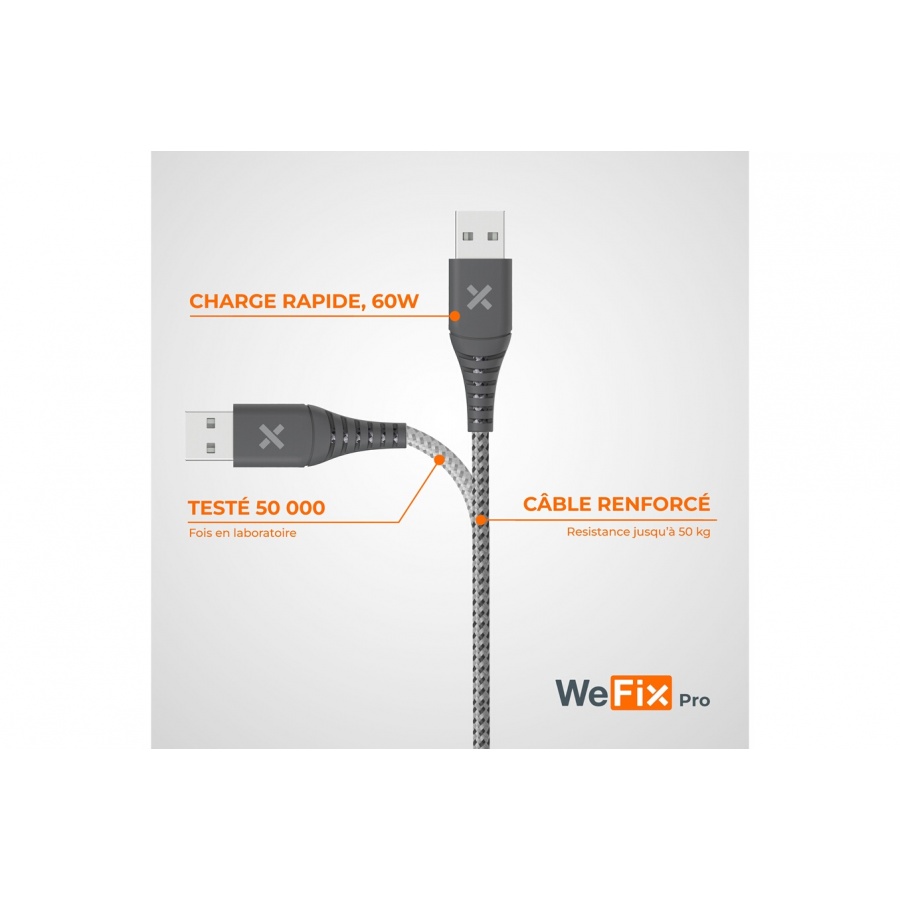 Wefix Pro CABLE RENFORCE USB-A / C USB 3 1 METRE n°4