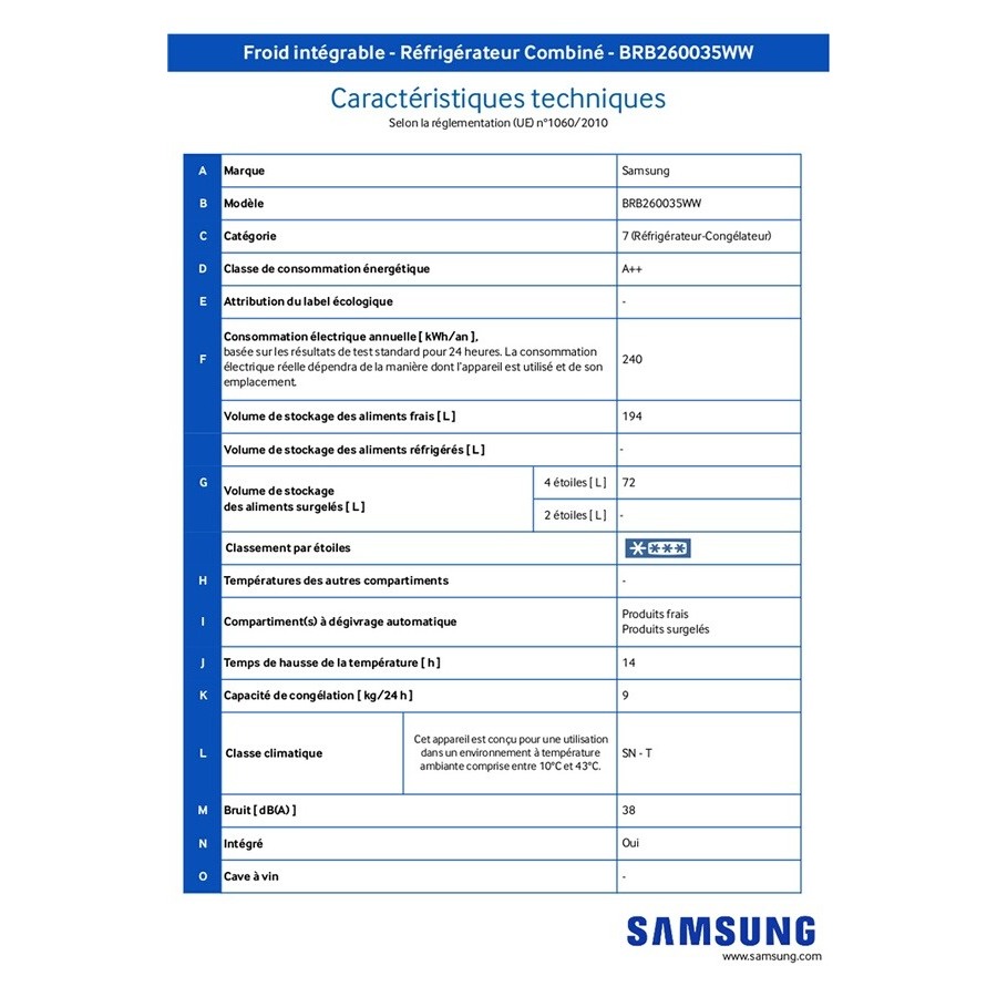 Samsung BRB260035WW n°10
