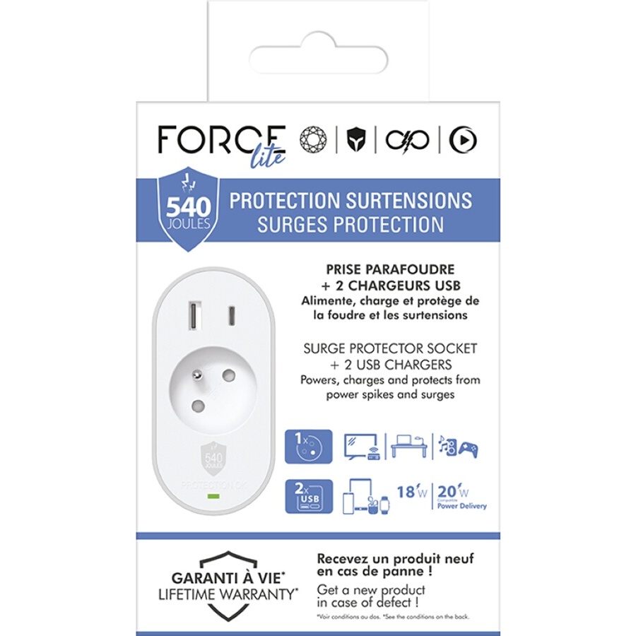 Force Power Parafoudre 1 prise +USB A+C 540J EU n°4