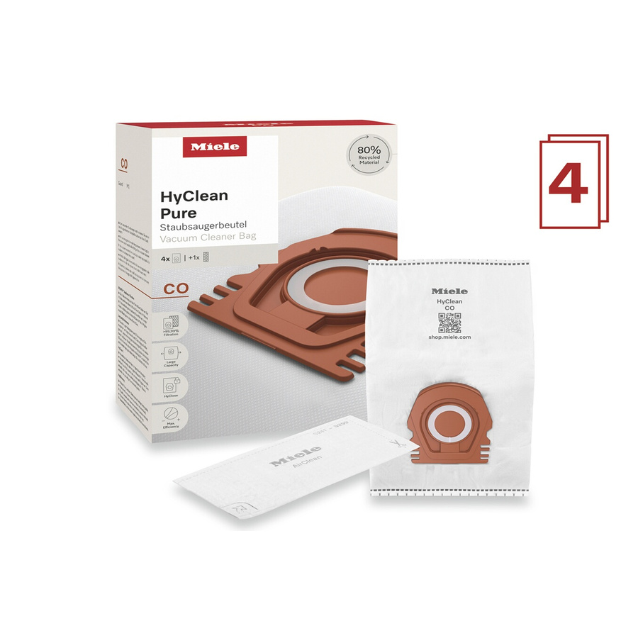 Miele Pack de 4 sacs HyClean Pure CO Rouge n°5