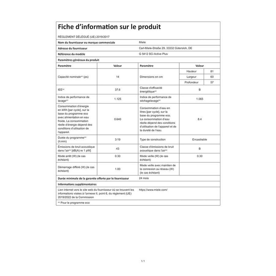 Miele G 5412 SCi NR n°7