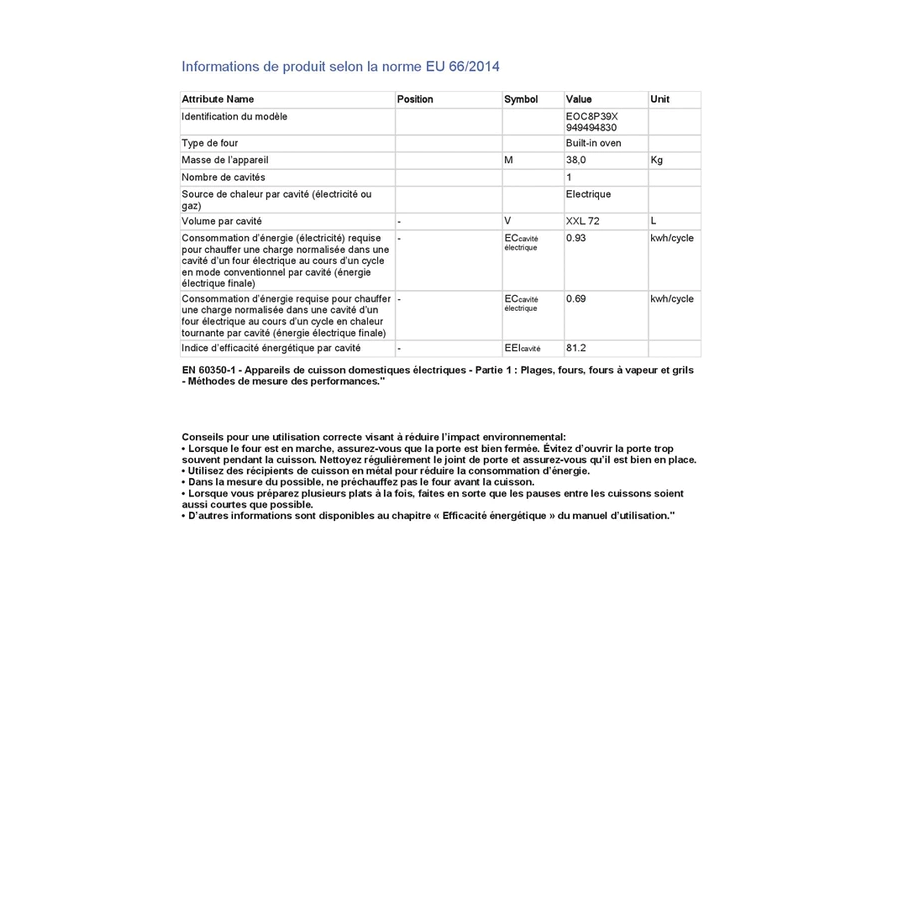 ELECTROLUX EOC8P39X n°10