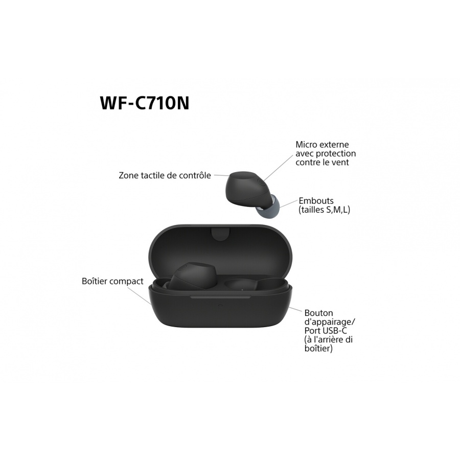 Sony sans fil Bluetooth Multipoint WF-C710N avec reduction de bruit active Noir n°10