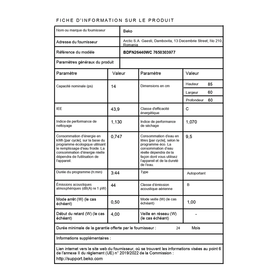 BEKO BDFN26440WC n°11
