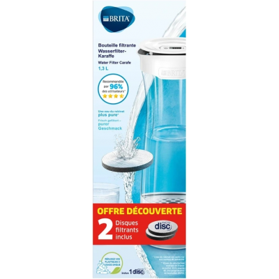 BRITA BOUTEILLE FILTRANTE BLANC/GRAPHITE - 2 MICRODISCS FILTRANTS INCLUS