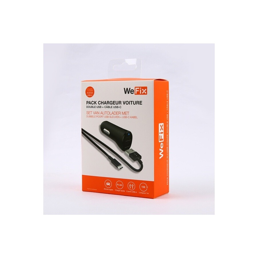 Wefix Wefix Chargeur Allume cigare x2 USB + Câble USB-C 1m n°3