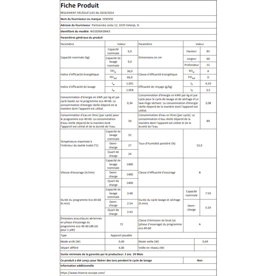 Hisense WD3S9043BW3 n°10