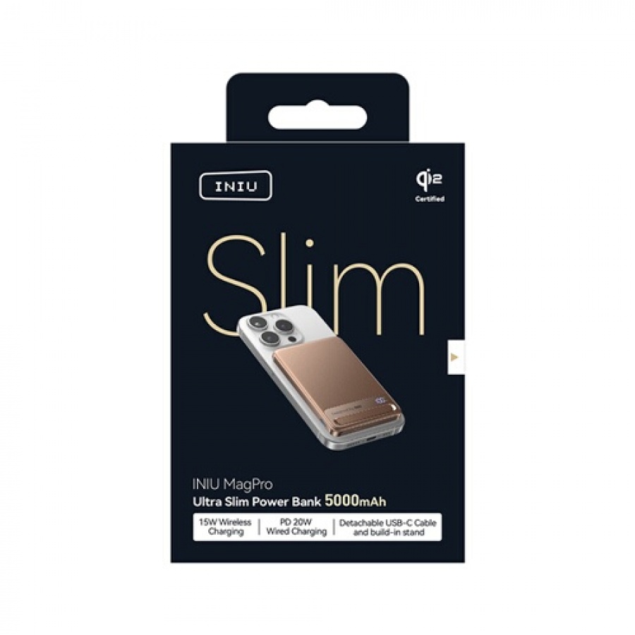 Iniu PB MagPro Slim 5k mAh Magnet+USB C Desert Titanium n°6