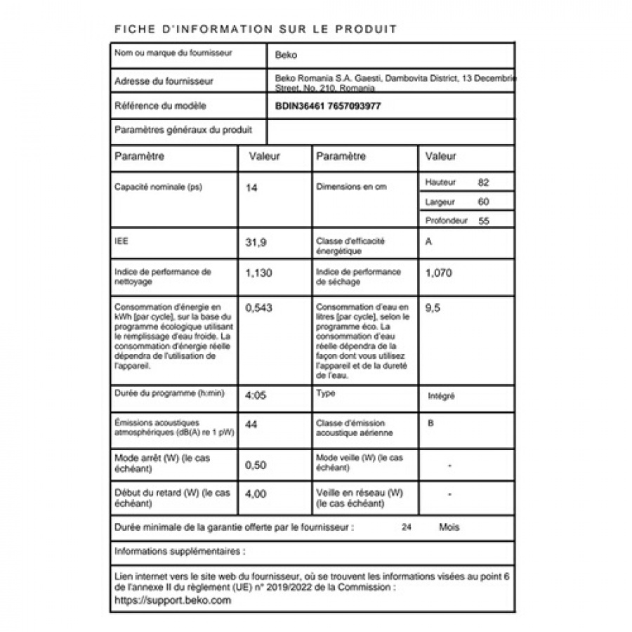 Beko BDIN36461 Blanc n°3