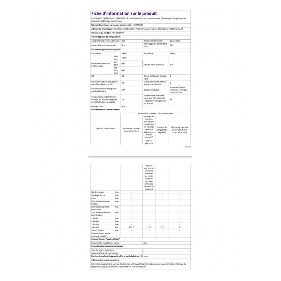 THOMSON THFZ273NFIX n°2