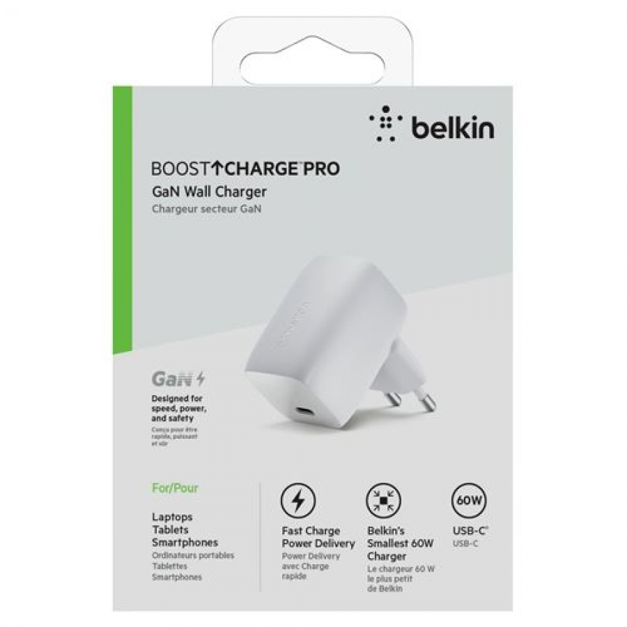 BELKIN CHARGEUR GaN USB-C 60 W BLANC n°4
