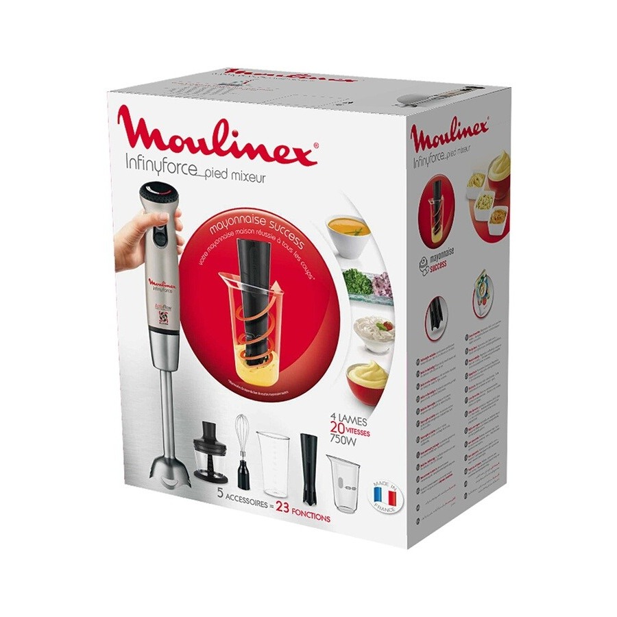 MOULINEX Mixeur DD862110 Infiny Force Mayonnaise 700W 1 Pied Mixeur + 1  Pied pour une Mayonnaise Parfaite en 10 Secondes pas cher 